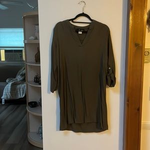 Lavish,Brown,Roll Sleeve,V-Neck,Olivia Seaside Shirt Dress,Medium,NWT